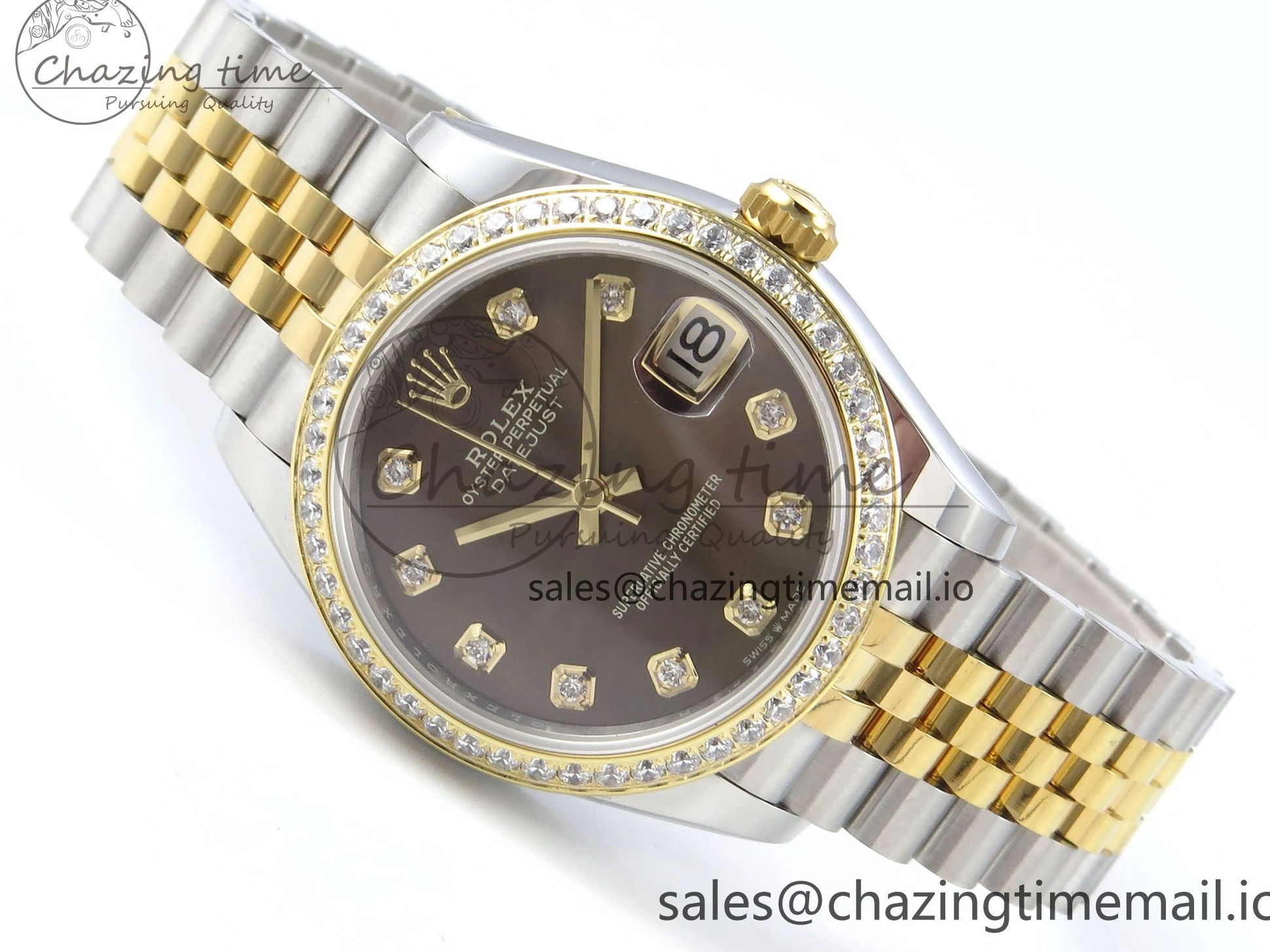 0515 DateJust 31 278383RBR ARF 1:1 Best Edition 904L Steel Brown Diamonds Dial Diamonds Bezel on SS YG Jubilee Bracelet ETA Snug 409